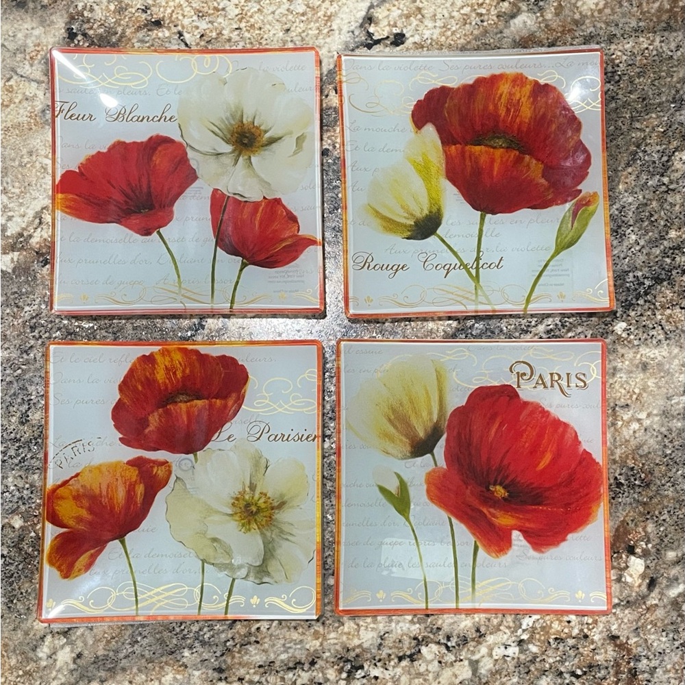 Prima Glass small plates featuring "Paris Poppies"